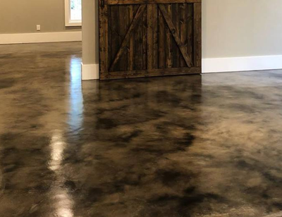 Stained concrete basement floor in Maumee, Ohio