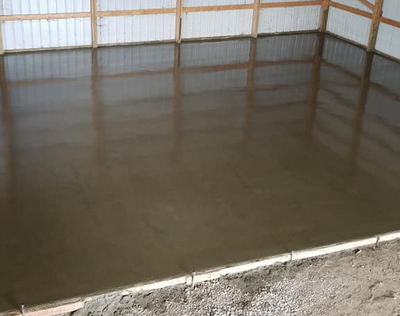 Sealed concrete barn floor 