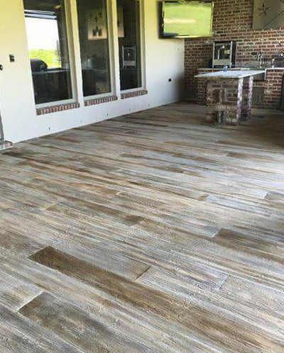 Stamped and stained concrete flooring to have a wooden finish in Perrysburg, Ohio